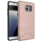 Wholesale Galaxy Note FE / Note Fan Edition / Note 7 Card Holder Hybrid Case (Rose Gold)